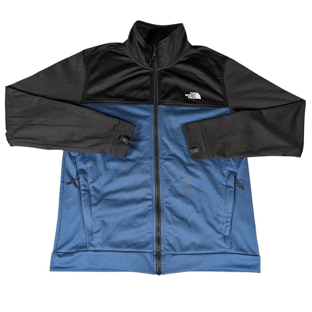 The North Face Mens Full Zip Colorblock Track Jacket Blue Black Mock Neck